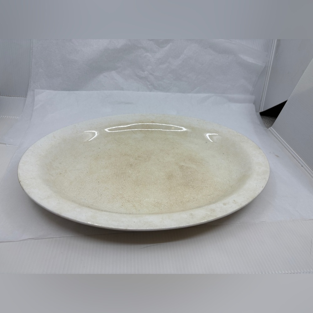 Large Vintage Off White IRONSTONE PLATTER Crazed Stained Gerwood WS George  12”